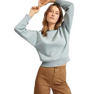 Everlane Crop Crew Sweatshirt Pullover Ribbed Trim Raglan Cotton Sage Green XS